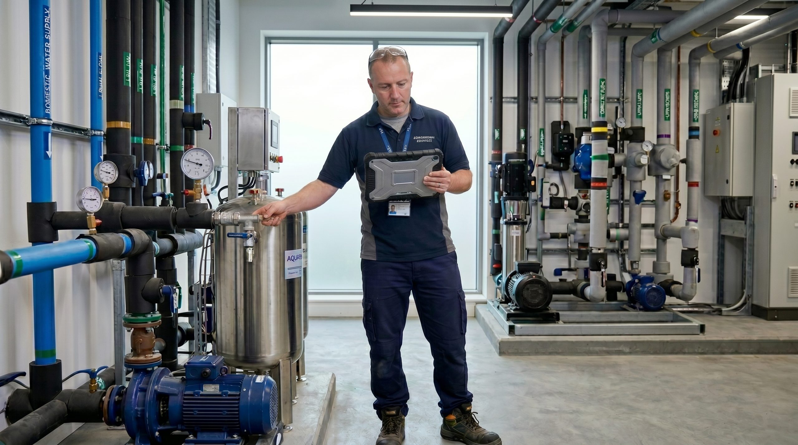 Engineer in Plant Room Tablet